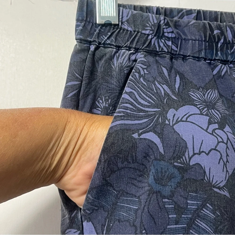 Marine Layer Re-Spun Allison Blue Floral Tropical Botanical Pull On Pants Size S